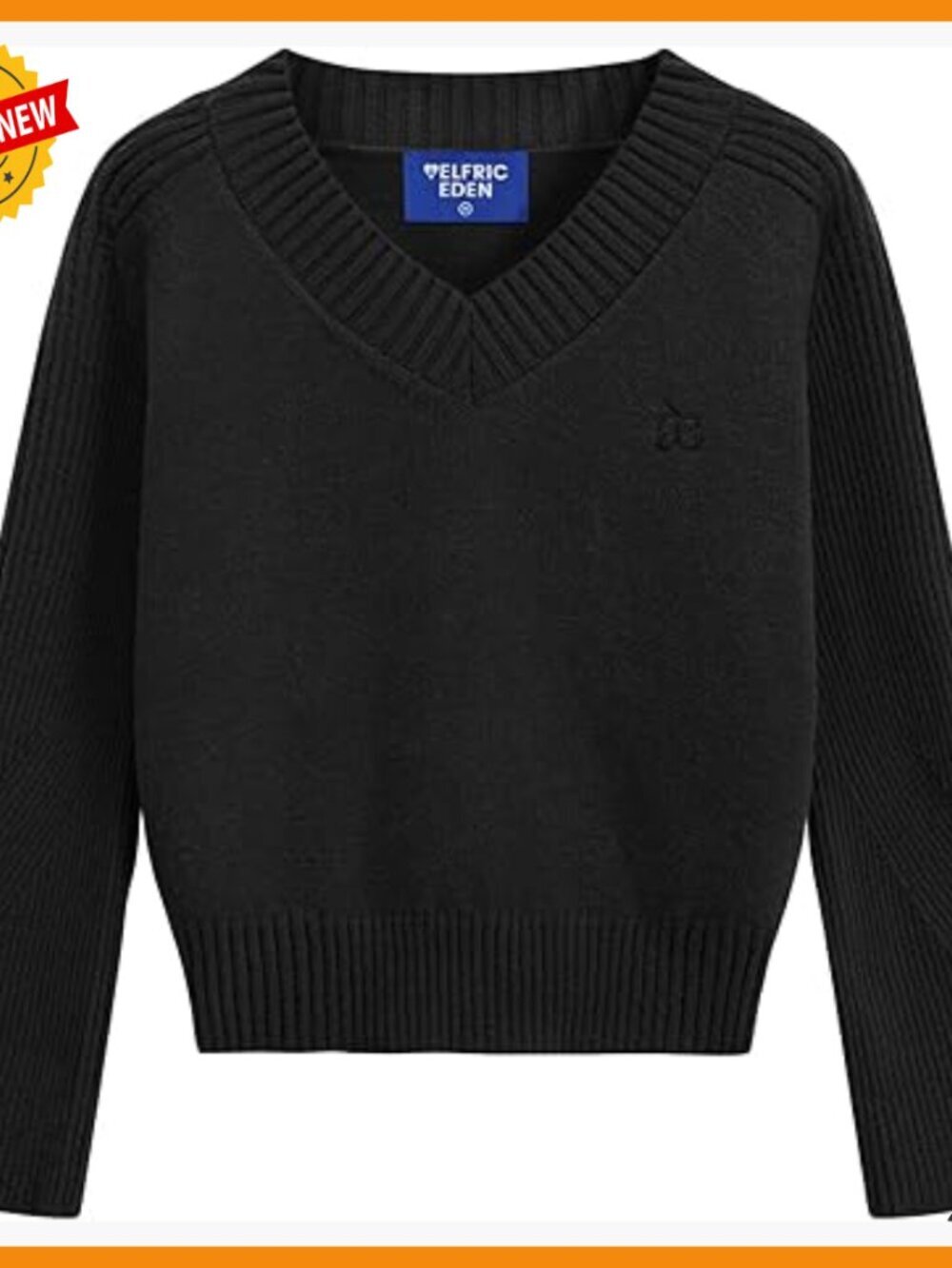 Cropped V-Neck Pullover Sweater Flare Sleeve Oversized Knit Top